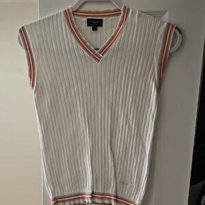 Burberry White Ribbed Tank Top with Red Trim